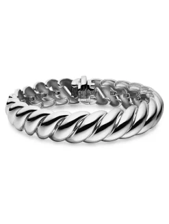 Sculpted Cable Bracelet In Sterling Silver, 14mm