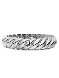 Sculpted Cable Bracelet In Sterling Silver, 14mm