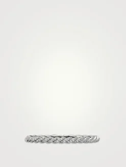 Sculpted Cable Flex Bracelet In 18k White Gold With Diamonds, 5mm