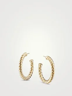 Sculpted Cable Hoop Earrings In 18k Yellow Gold