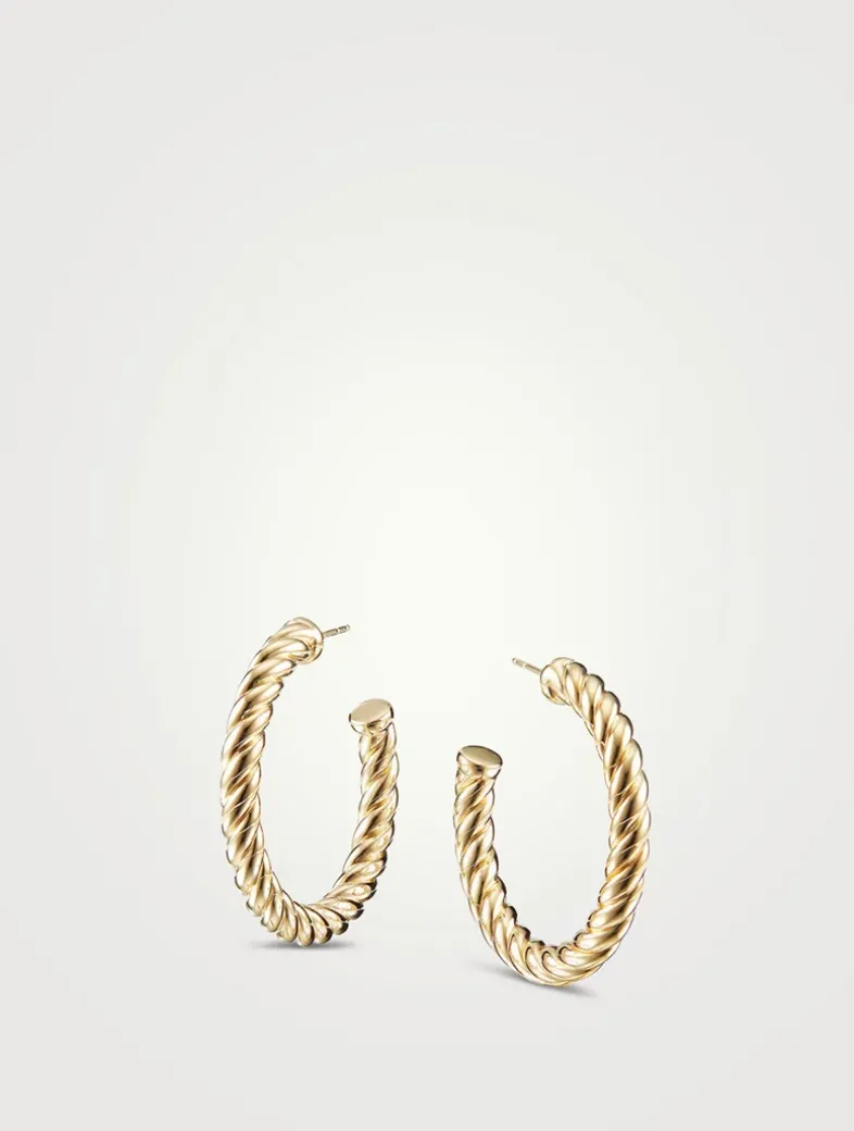 Sculpted Cable Hoop Earrings In 18k Yellow Gold