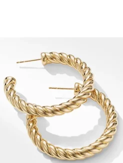 Sculpted Cable Hoop Earrings In 18k Yellow Gold