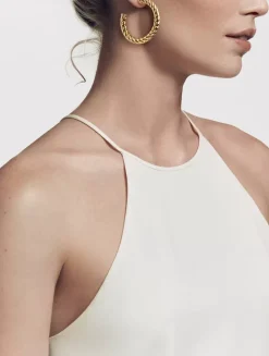 Sculpted Cable Hoop Earrings In 18k Yellow Gold