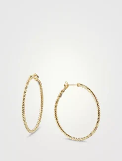 Sculpted Cable Hoop Earrings In 18k Yellow Gold