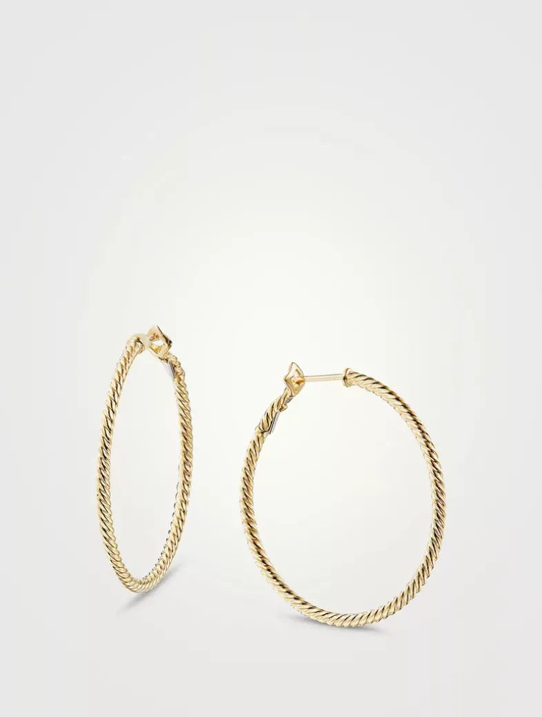 Sculpted Cable Hoop Earrings In 18k Yellow Gold