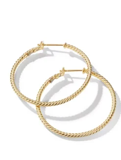 Sculpted Cable Hoop Earrings In 18k Yellow Gold