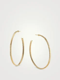 Sculpted Cable Hoop Earrings In 18k Yellow Gold