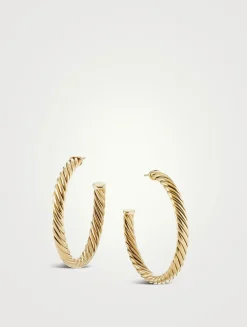 Sculpted Cable Hoop Earrings In 18k Yellow Gold
