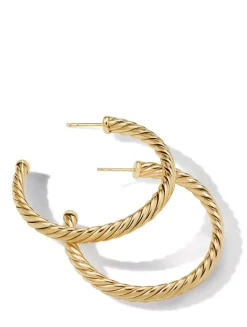 Sculpted Cable Hoop Earrings In 18k Yellow Gold