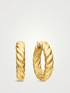 Sculpted Cable Hoop Earrings In 18k Yellow Gold, 25.4mm