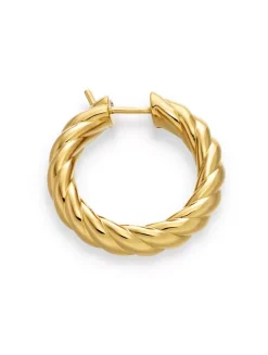 Sculpted Cable Hoop Earrings In 18k Yellow Gold, 25.4mm