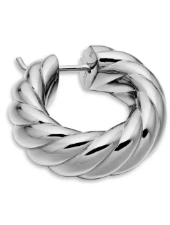 Sculpted Cable Hoop Earrings In Sterling Silver, 25mm