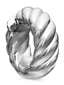 Sculpted Cable Hoop Earrings In Sterling Silver, 25mm