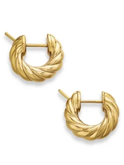 Sculpted Cable Hoop Earrings In 18k Yellow Gold, 14.4mm