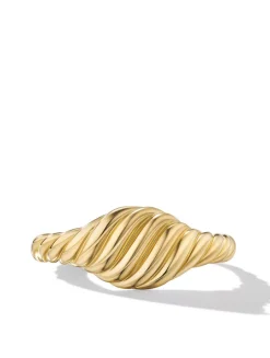 Sculpted Cable Micro Pinky Ring In 18k Yellow Gold