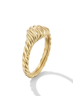 Sculpted Cable Micro Pinky Ring In 18k Yellow Gold