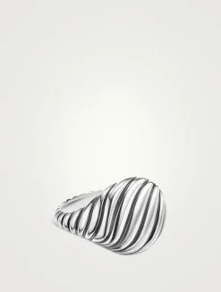 Sculpted Cable Pinky Ring In Sterling Silver