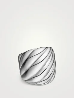 Sculpted Cable Ring In Sterling Silver, 21mm