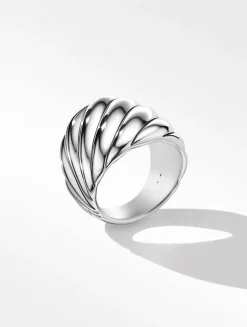 Sculpted Cable Ring In Sterling Silver, 21mm