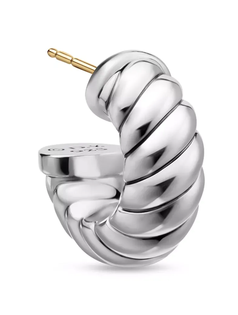 Sculpted Cable Shrimp Earrings In Sterling Silver, 20.5mm