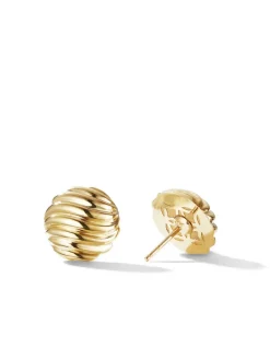 Sculpted Cable Stud Earrings In 18k Yellow Gold