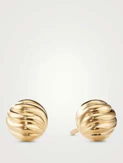 Sculpted Cable Stud Earrings In 18k Yellow Gold