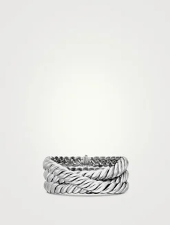 Sculpted Cable Triple Wrap Bracelet In Sterling Silver, 8.5mm