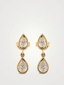 Sea Of Beauty 14K Gold Drop Earrings With Pear Diamonds