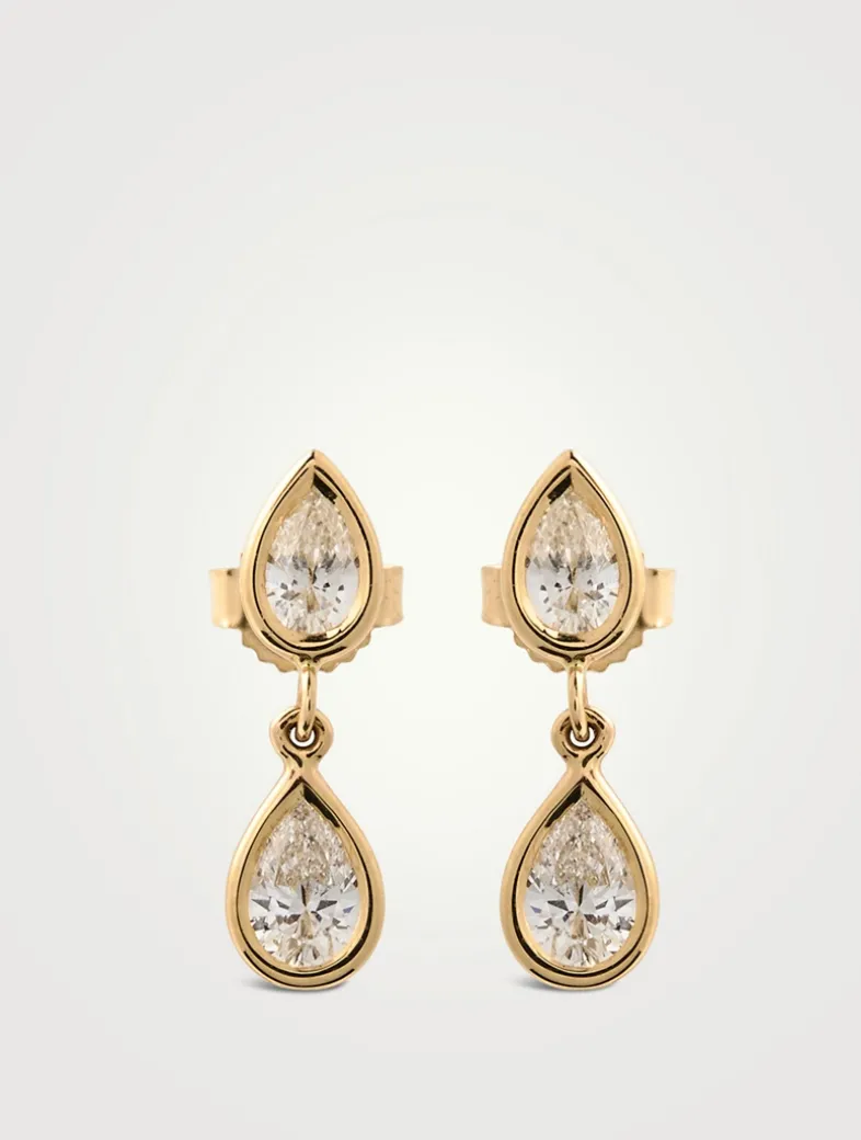 Sea Of Beauty 14K Gold Drop Earrings With Pear Diamonds