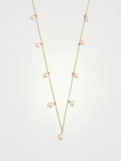 Sea Of Beauty 14K Gold Long Drop Necklace With Pearls