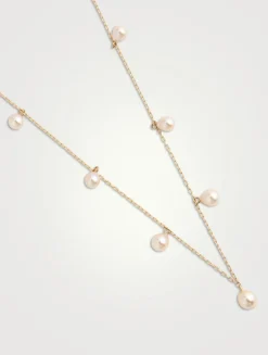 Sea Of Beauty 14K Gold Long Drop Necklace With Pearls