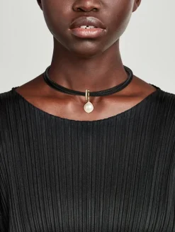 Sea Of Beauty Leather Necklace With Pearl And 0.34 ct Diamond Slider