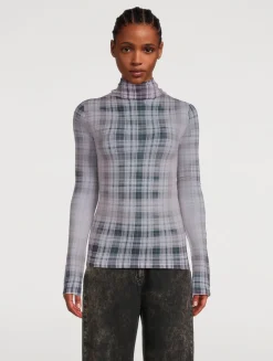Seamless Turtleneck In Plaid Print