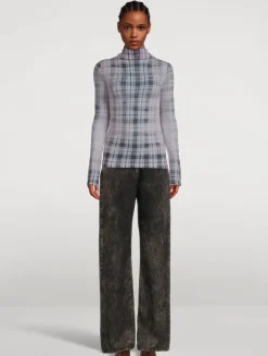 Seamless Turtleneck In Plaid Print