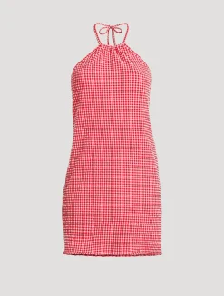 Seersucker Mini Dress In Gingham Print