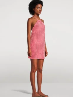 Seersucker Mini Dress In Gingham Print