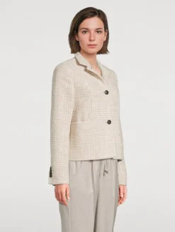 Sequin Jacket In Plaid Print