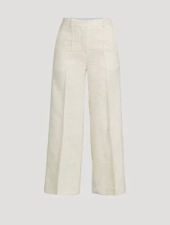 Sequin Straight-Leg Pants