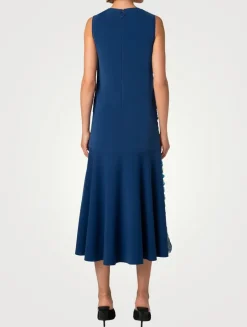 Sequin-Front Sleeveless Midi Dress