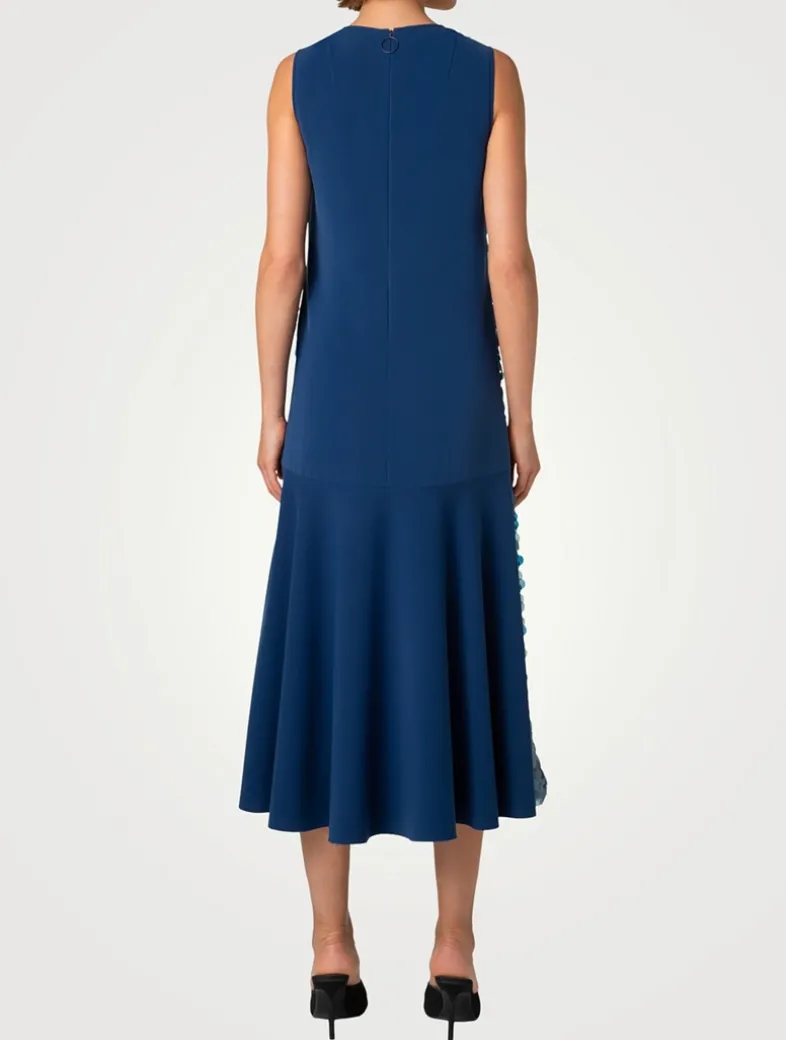 Sequin-Front Sleeveless Midi Dress