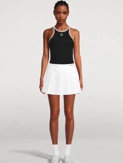 Serif Logo Pleated Tennis Skirt