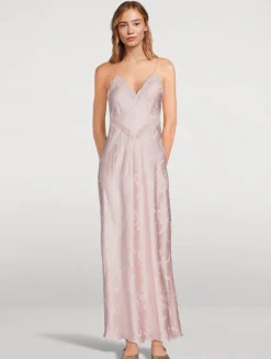 Serita Bow Jacquard Satin Slip Dress