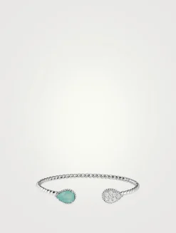 Serpent Bohème 18K White Gold Double Motif Bracelet With Aquaprase And Diamonds