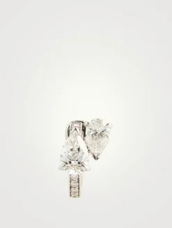 Serti Sur Vide 18K White Gold Hoop Earring With Diamonds