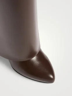 Shark Lock Leather Knee-High Boots