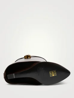 Shark Lock Leather Knee-High Boots