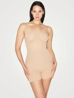 Sheer Seamless Strapless Shortie Bodysuit