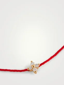 Shiny 18K Gold String Bracelet With Diamonds