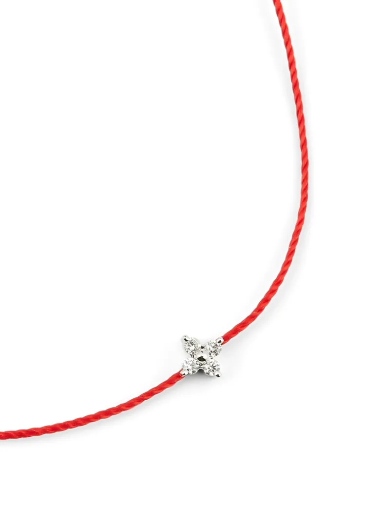 Shiny 18K White Gold String Bracelet With Diamonds