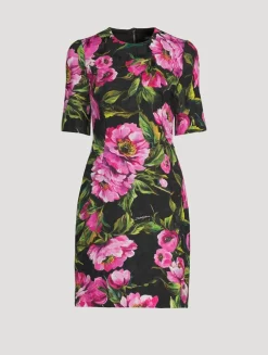 Short-Sleeve Mini Dress In Peony Print